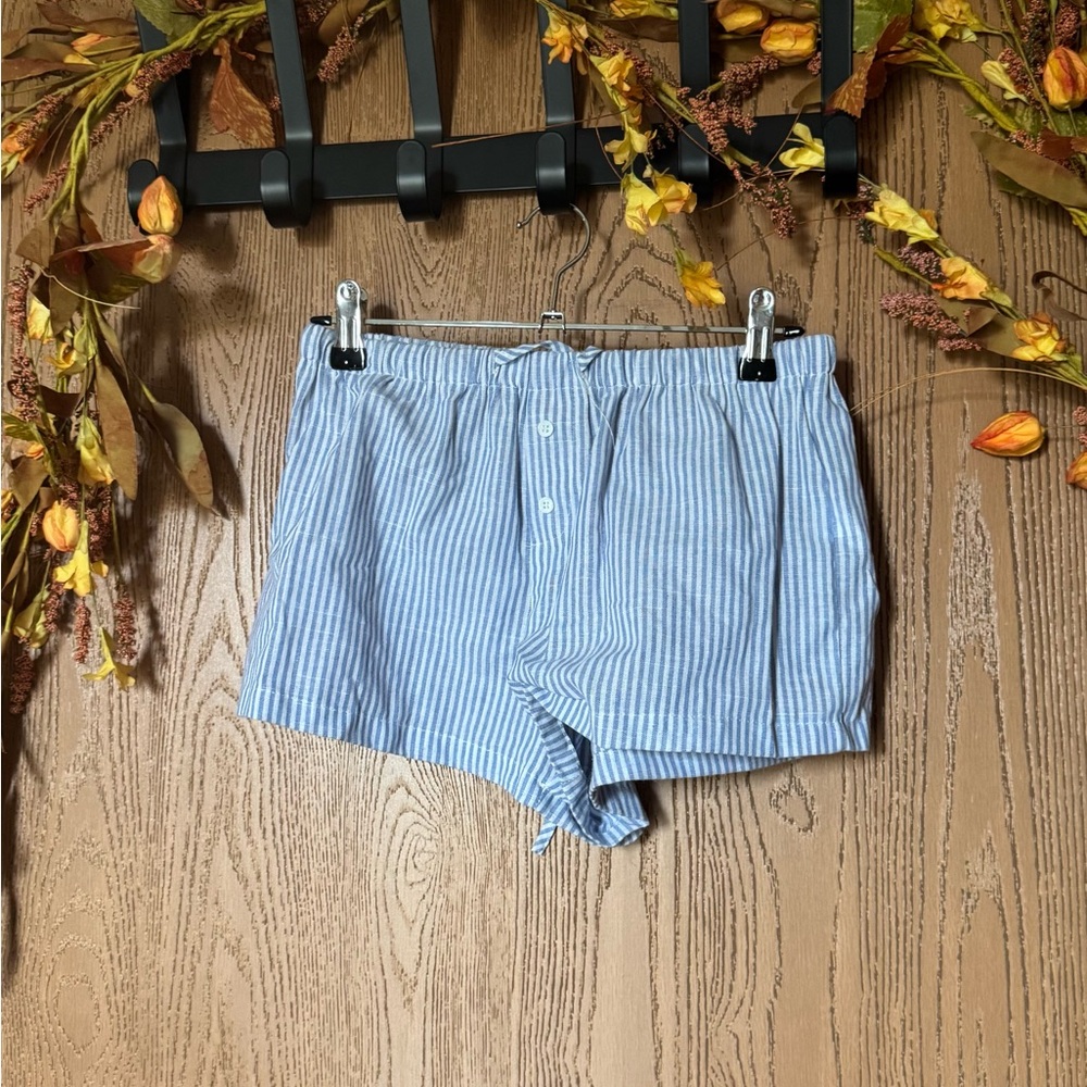 Blue Striped Women's Shorts